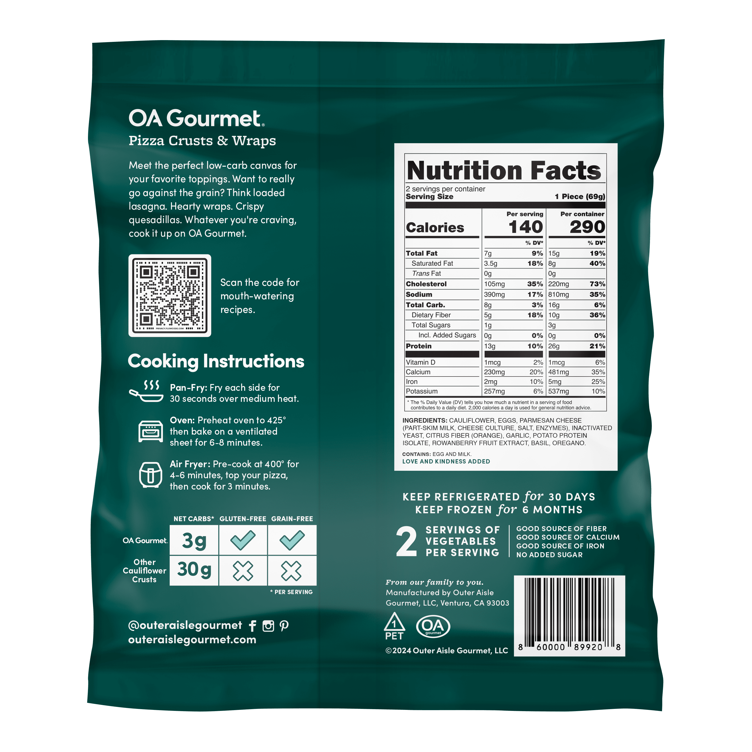 Outer Aisle Gourmet Cauliflower Pizza Crust & Wraps