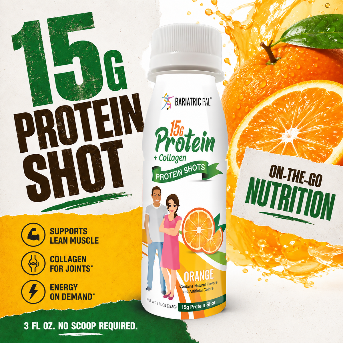 BP 15g Whey & Collagen Complete Protein Shots - Orange