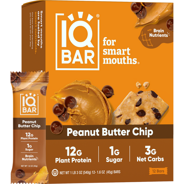 IQBar Vegan and Keto Protein Bars - Peanut Butter Chip