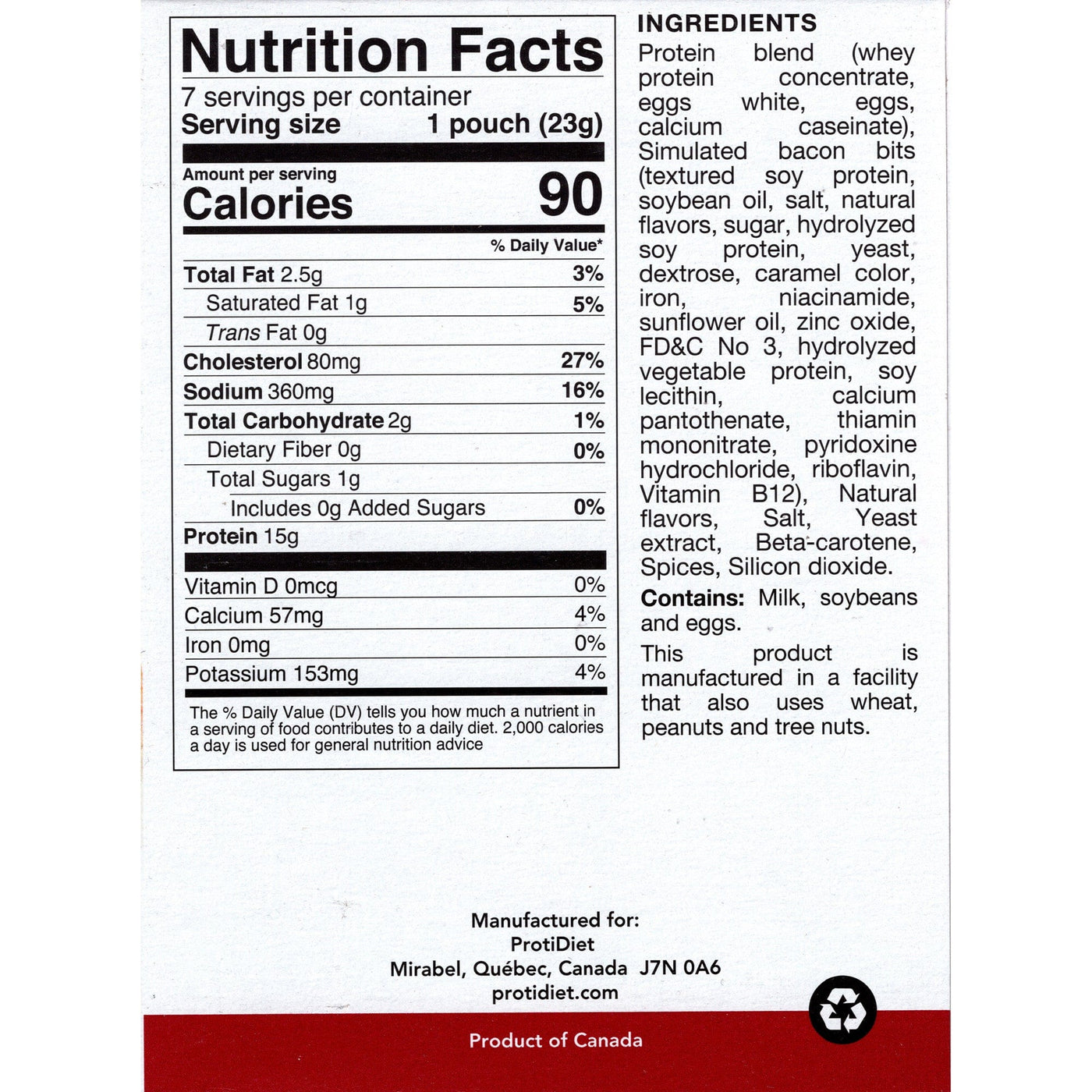 Proti Diet Bacon Cheese Protein Omelette Mix, 7 Pouches