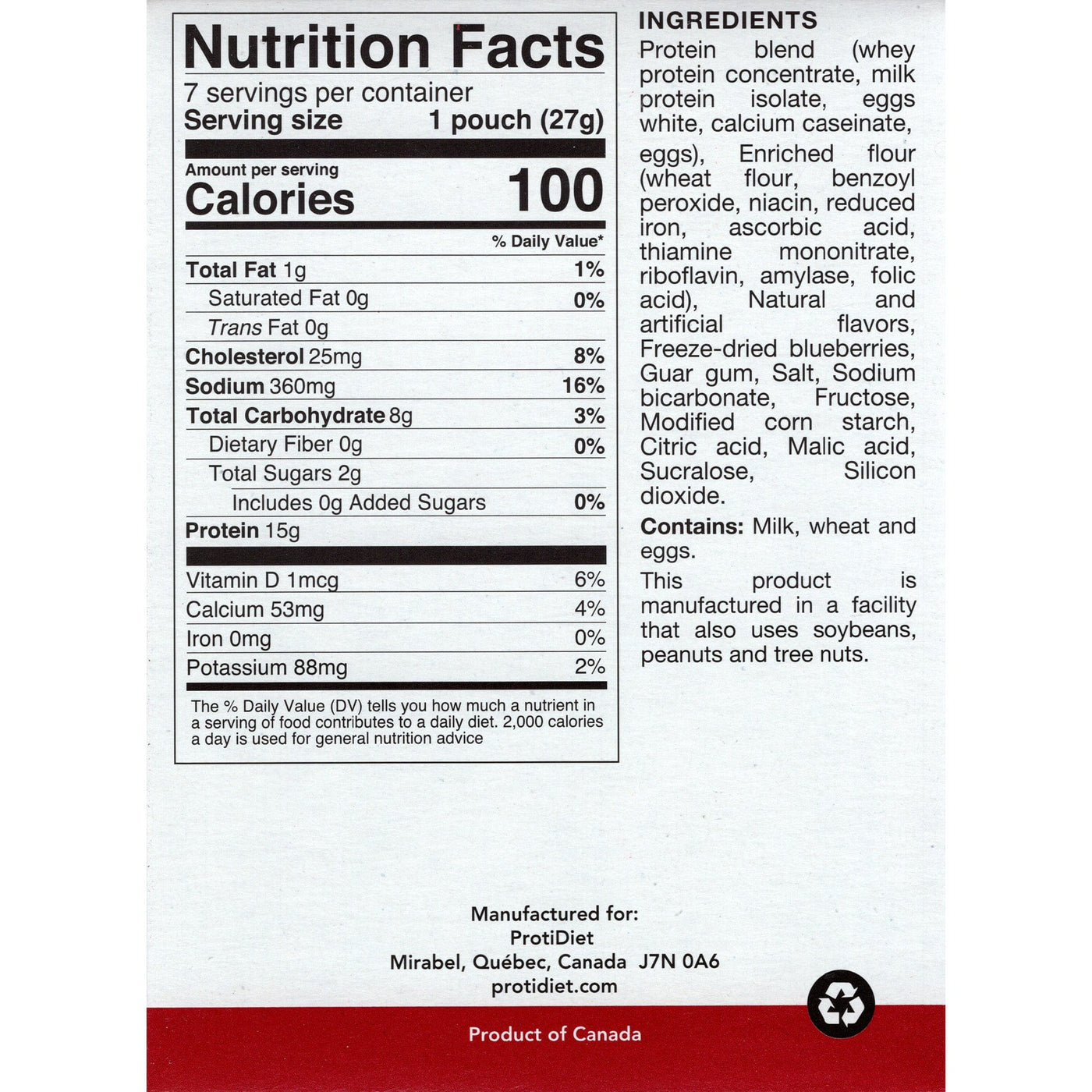 Proti Diet Protein Pancake Mix, Blueberry, 7 Pouches