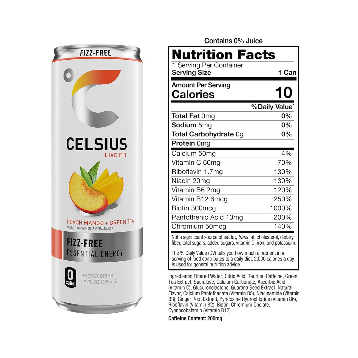 #Flavor_Peach Mango Green Tea, Non Carbonated, 12 fl oz. #Size_12 pk