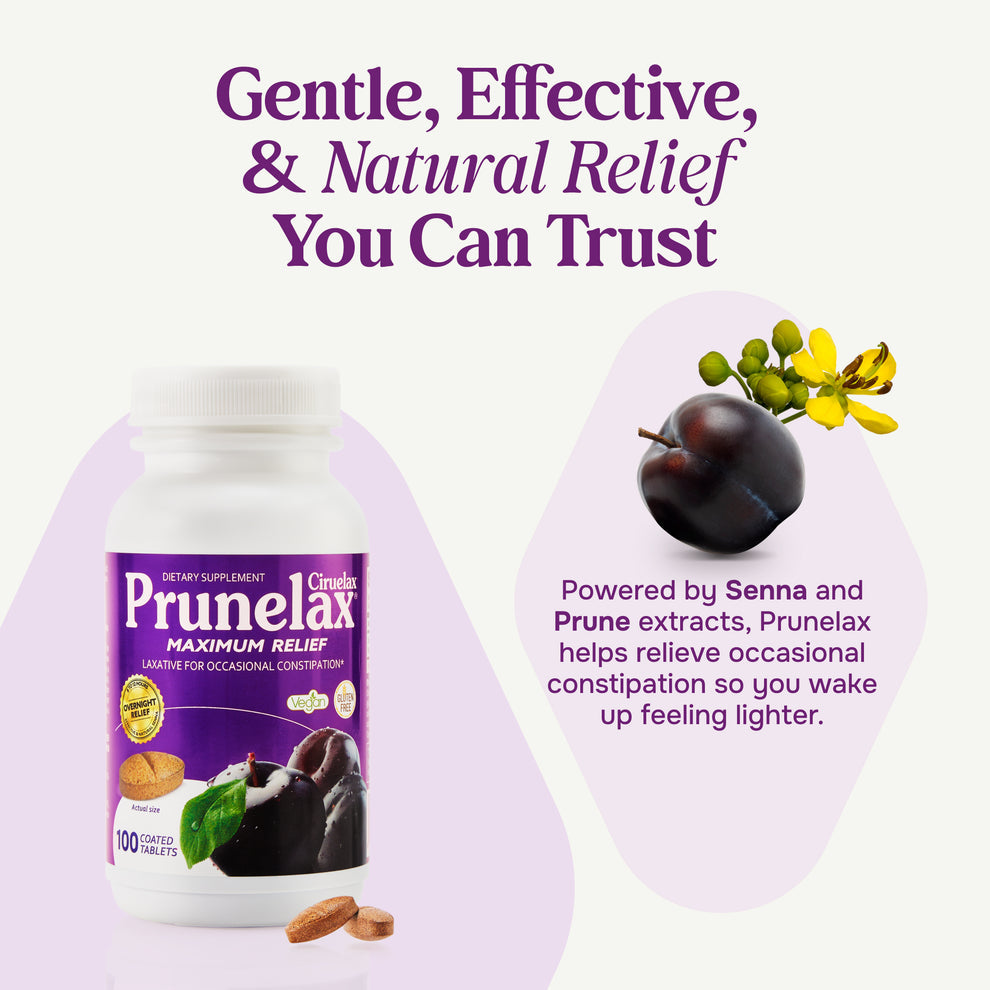 Prunelax Ciruelax Natural Laxative - Maximum Relief Coated Tablets (100ct)