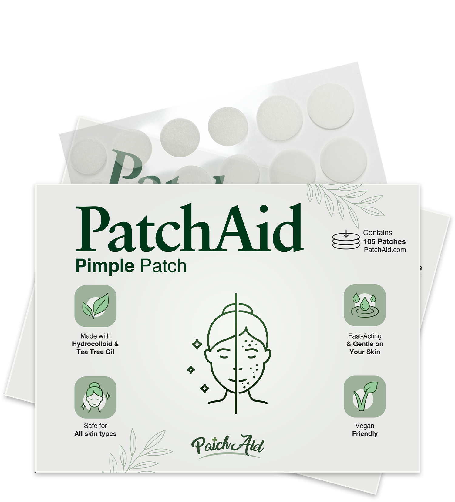 Pimple Patch Multi-Size Pack – 105 Hydrocolloid Patches in 5 Sizes with Tea Tree Oil