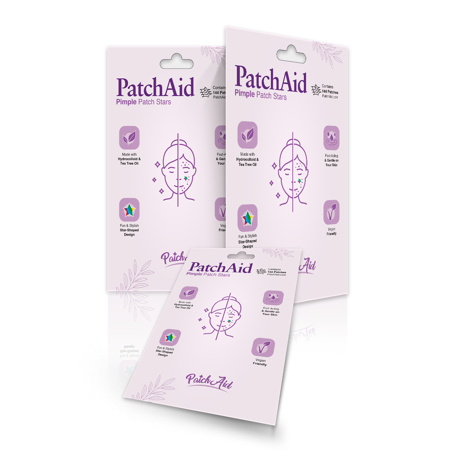 Pimple Patch Stars – 144 Multicolored Hydrocolloid Patches in 2 Sizes with Tea Tree Oil