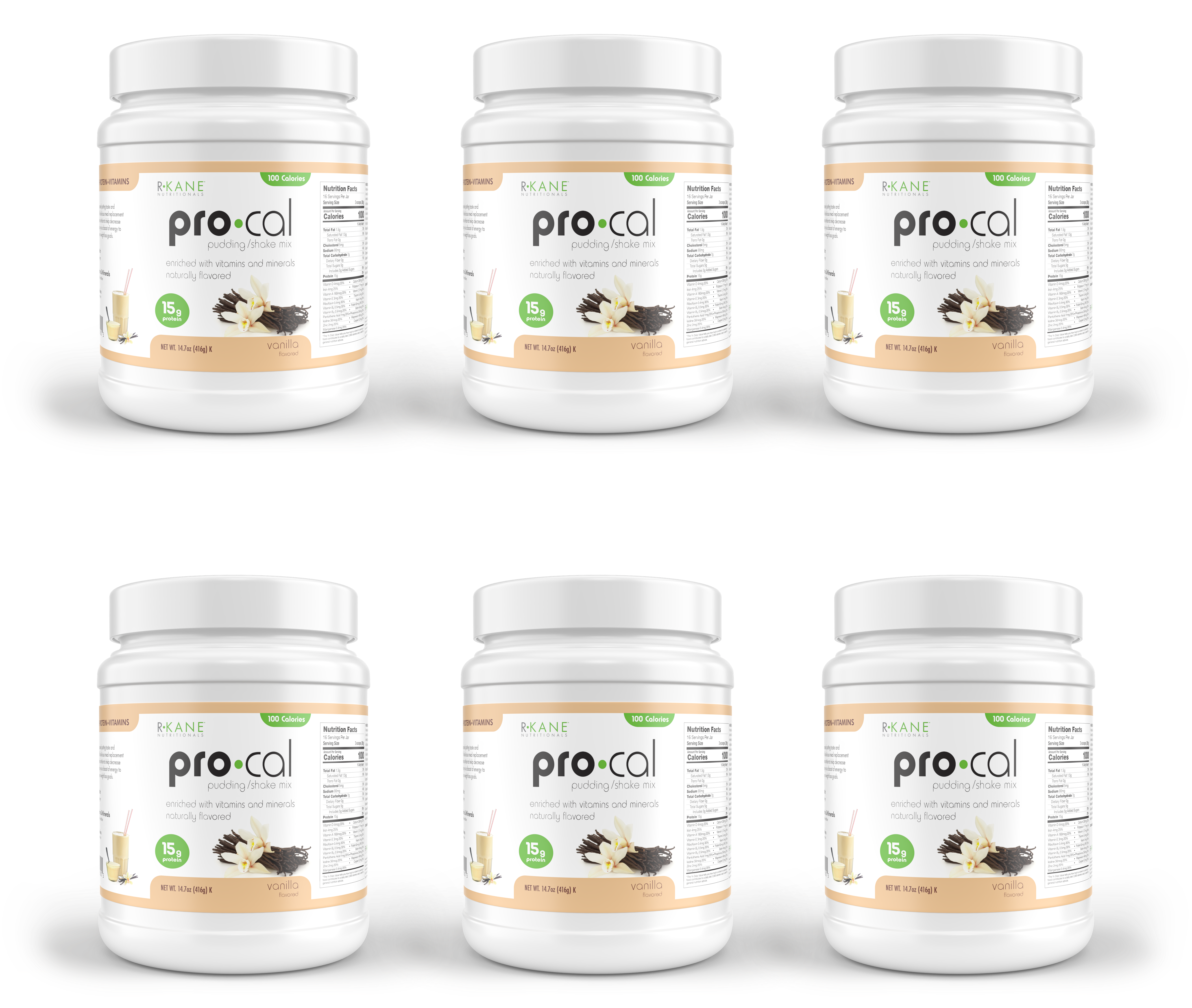 R-Kane Nutritionals Pro-Cal High Protein Pudding/Shake Mix, Vanilla 14.7oz (416g)