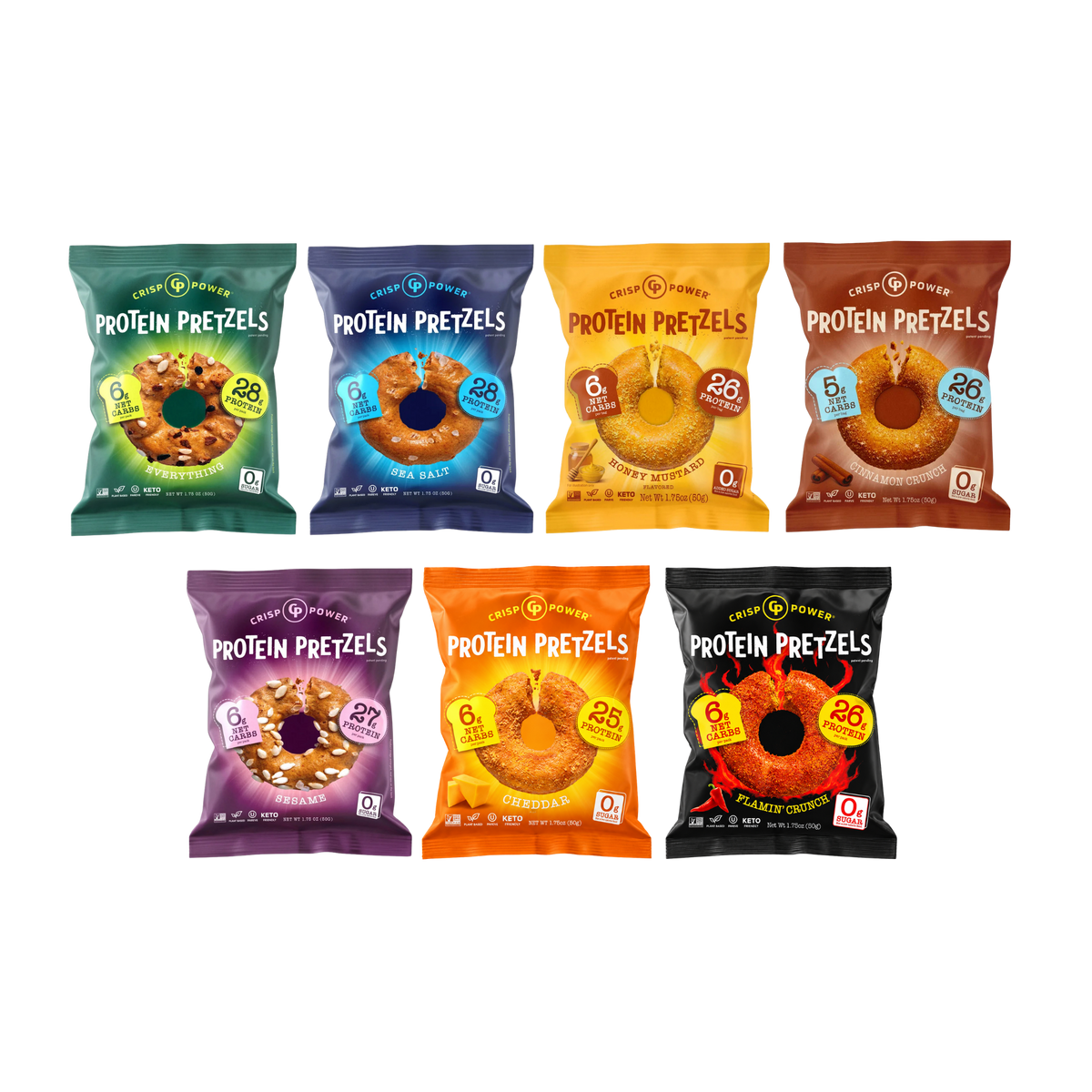 Crisp Power Protein Pretzels, Cheddar / One Bag