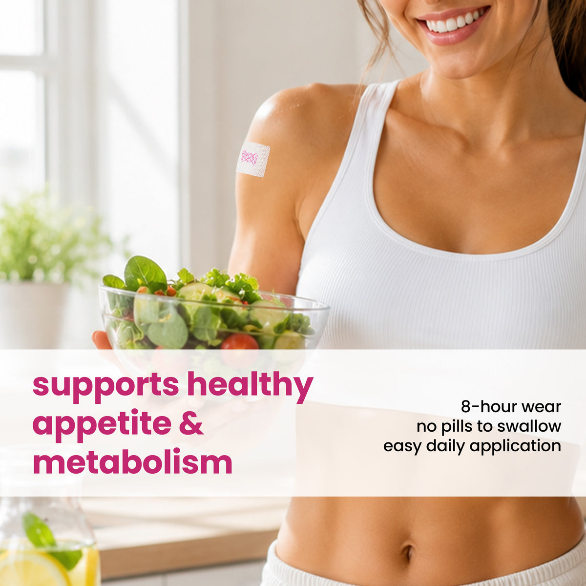 Slim Trim Appetite Suppressant Patches with lotus leaf, fucoxanthin, green tea, berberine and chromium picolinate. 