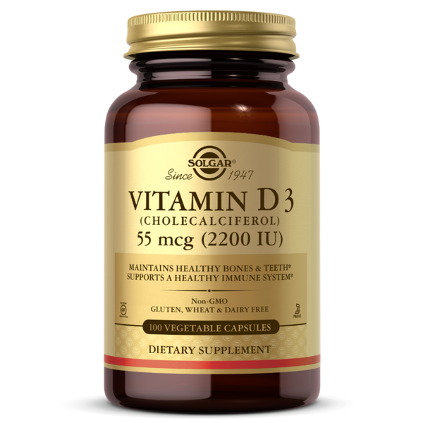Solgar® Vitamin D3 (Cholecalciferol) 55mcg (2200 iu) Vegetable Capsules - High-quality Vitamin D by Solgar at BariatricPal Store