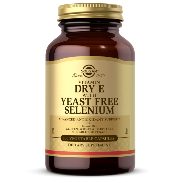 Solgar® Dry Vitamin E with Yeast-Free Selenium Vegetable Capsules