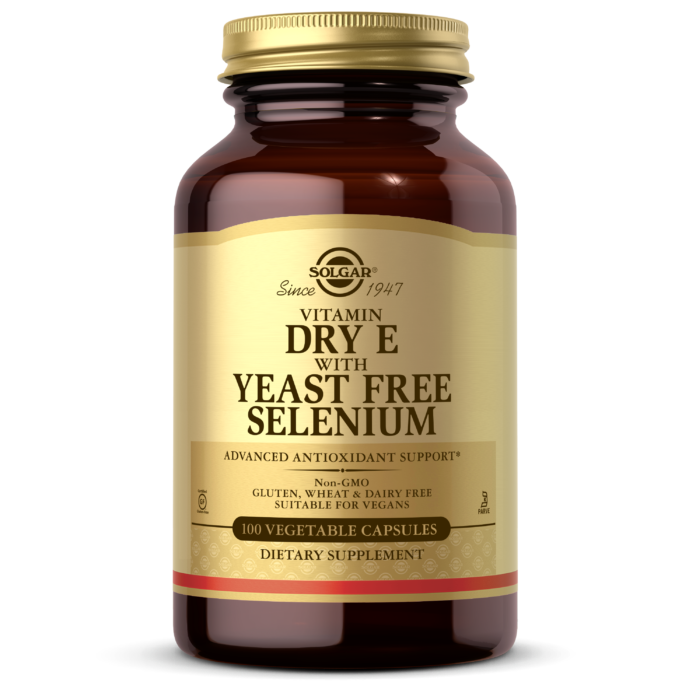 Solgar® Dry Vitamin E with Yeast-Free Selenium Vegetable Capsules - High-quality Vitamin E by Solgar at BariatricPal Store