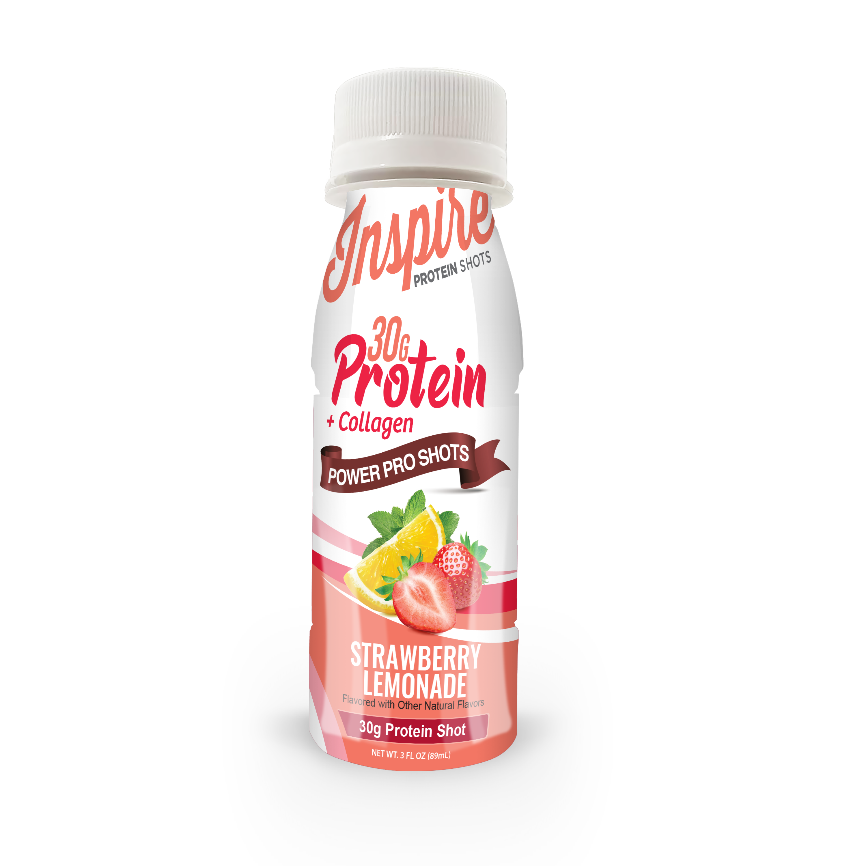 Inspire 30g Whey & Collagen Complete Protein Power Pro Shots - Strawberry Lemonade