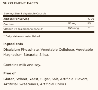 Solgar® Naturally Sourced Vitamin K2 (MK-7) 100mcg Vegetable Capsules