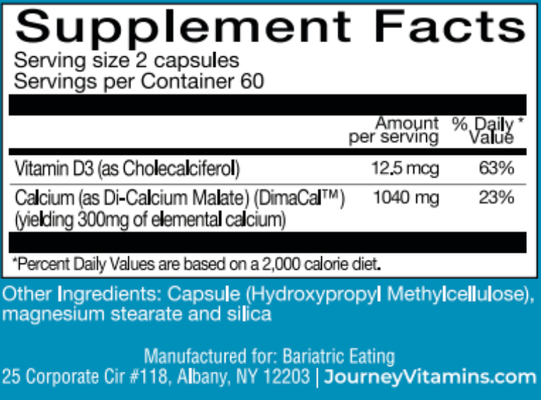 Journey SuperCal Calcium Capsules 500mg by Bariatric Eating