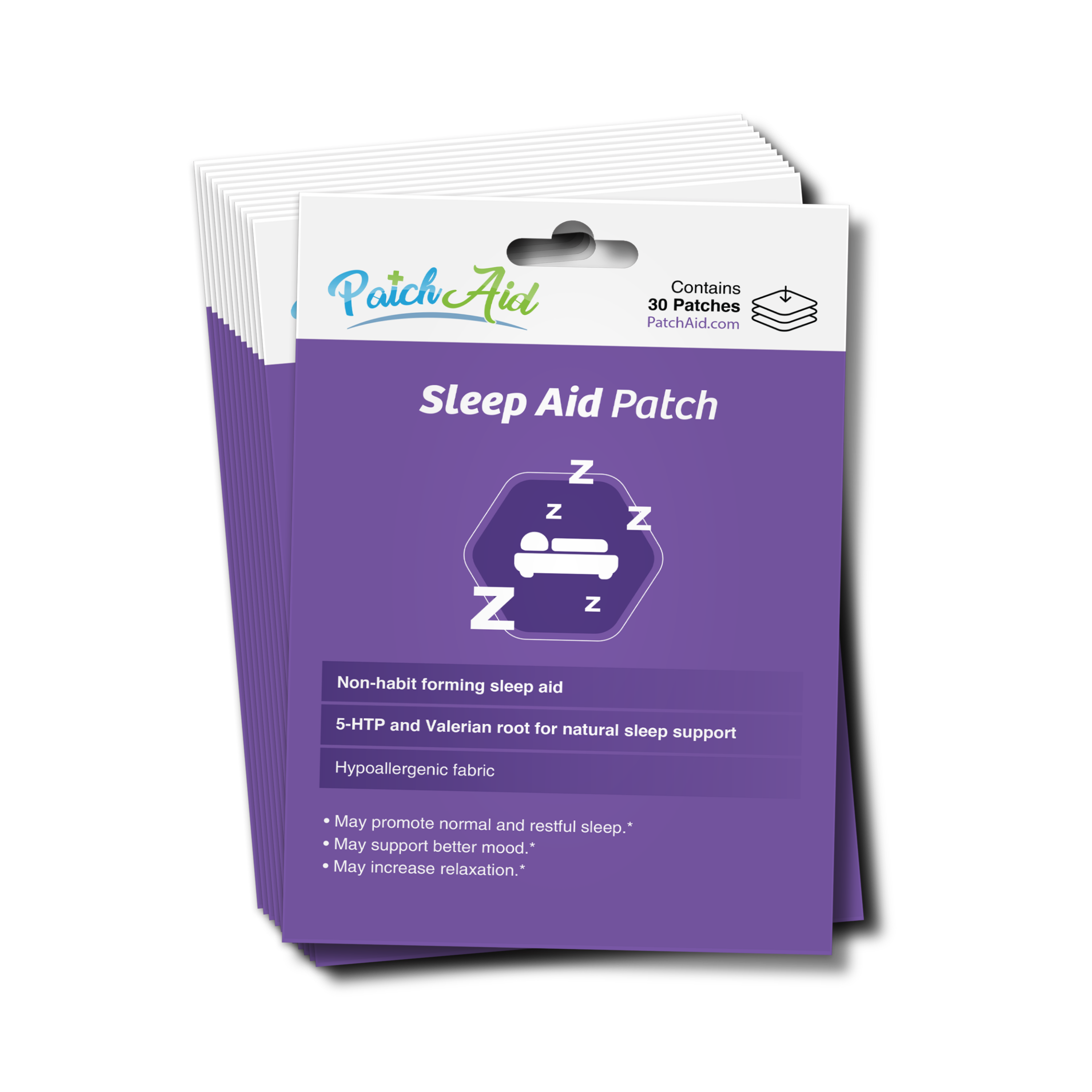 PatchAid Sleep Aid Patches with 5-HTP and valerian root for natural sleep support. 12 month supply.