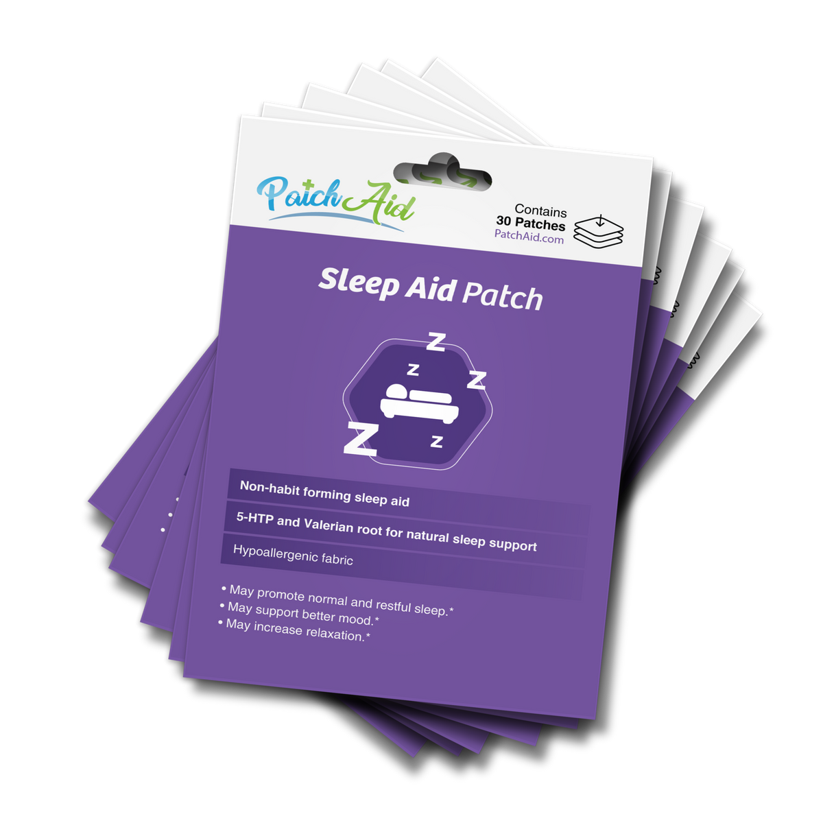 PatchAid Sleep Aid Patches with 5-HTP and valerian root for natural sleep support. 6 month supply.