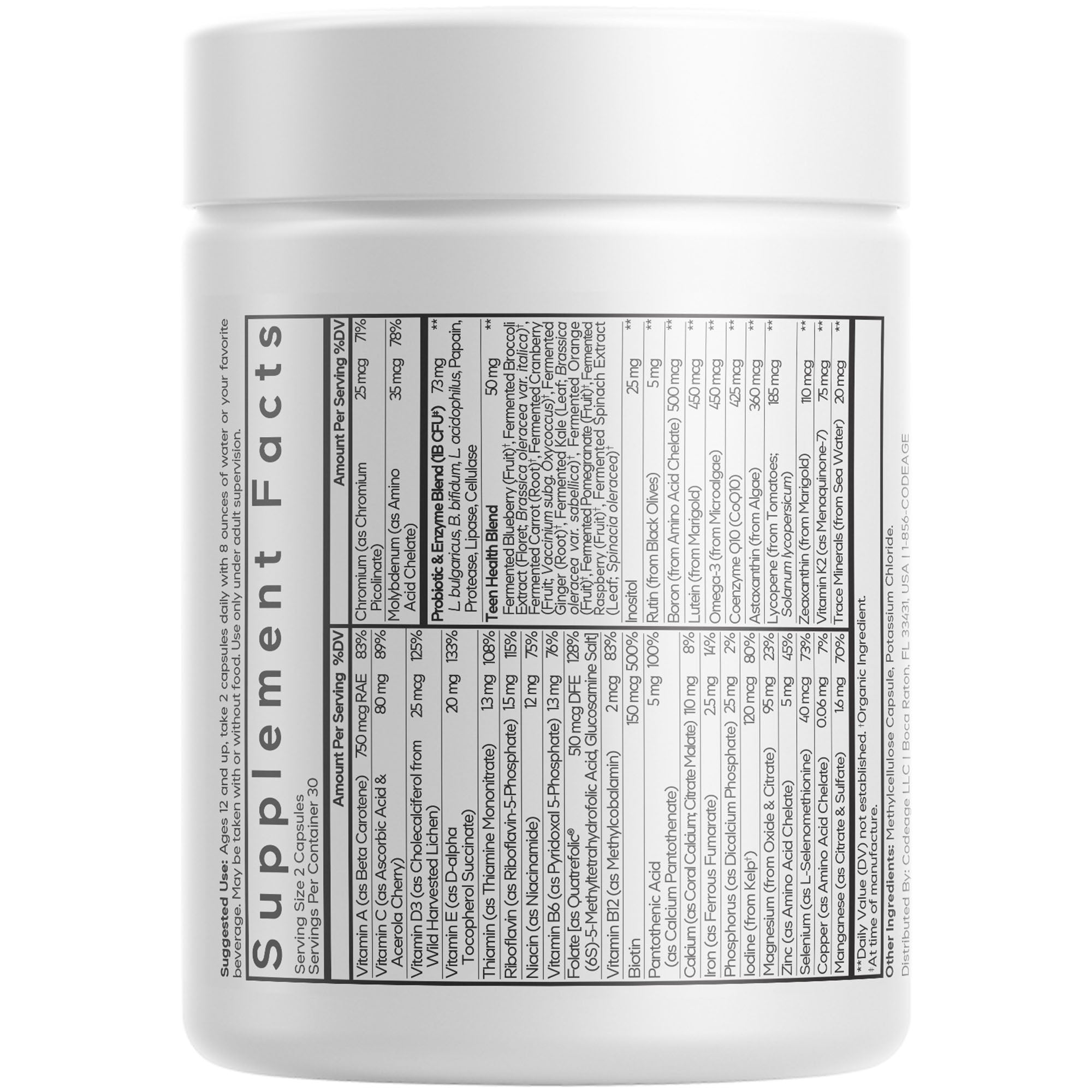 Multivitamines quotidiennes pour adolescents par Codeage, 60 gélules