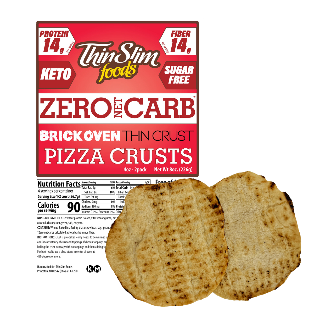 Croûte à pizza fine zéro glucide net ThinSlim Foods, 113 g, 2 par sachet, Paquet individuel