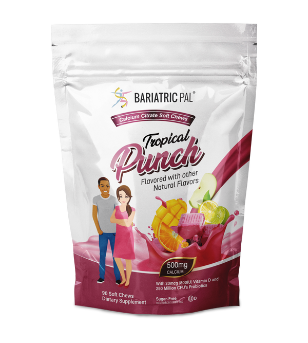BariatricPal Sugar-Free Calcium Citrate Soft Chews 500mg with Probiotics - Tropical Punch - High-quality Calcium by BariatricPal at BariatricPal Store