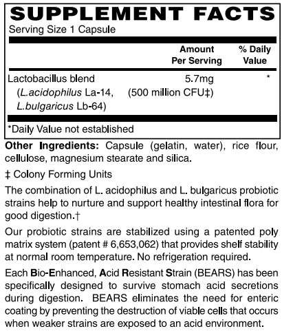 Prebiotic & Probiotic Acidophilus 500 Million CFU Capsules (100 caps) by BariatricPal