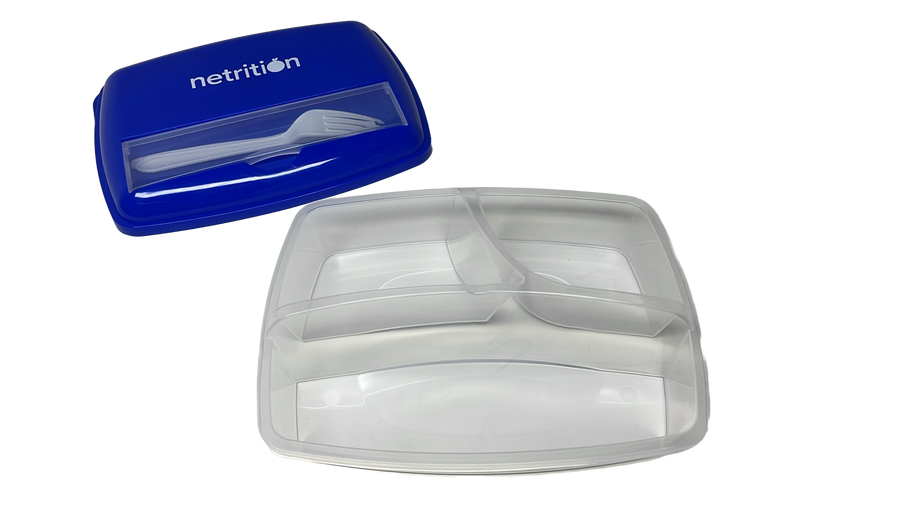 3-Compartment Microwavable Bento Box with Fork and Knife by Netrition