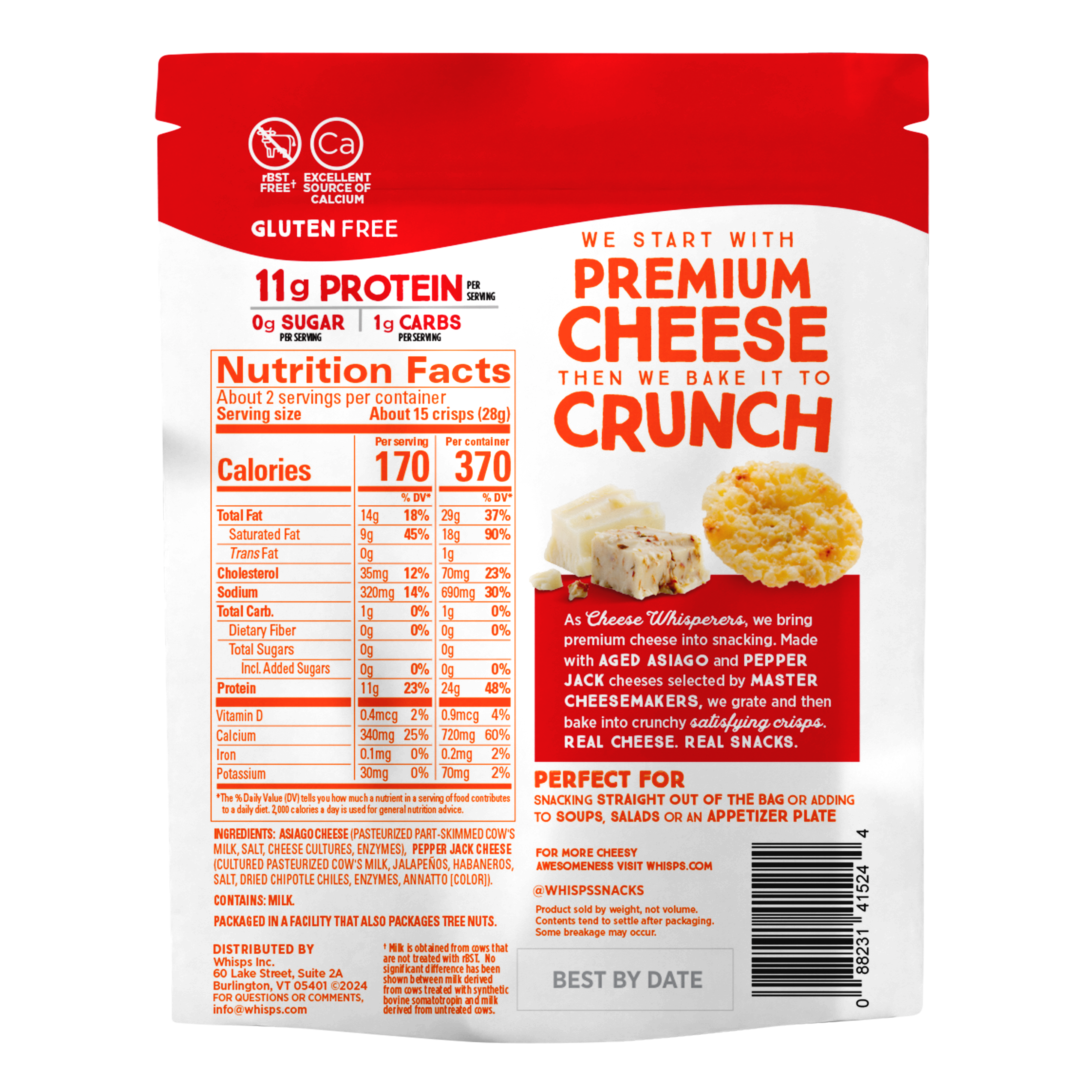 Whisps Cheese Crisps - Asiago and Pepper Jack (2.12oz)