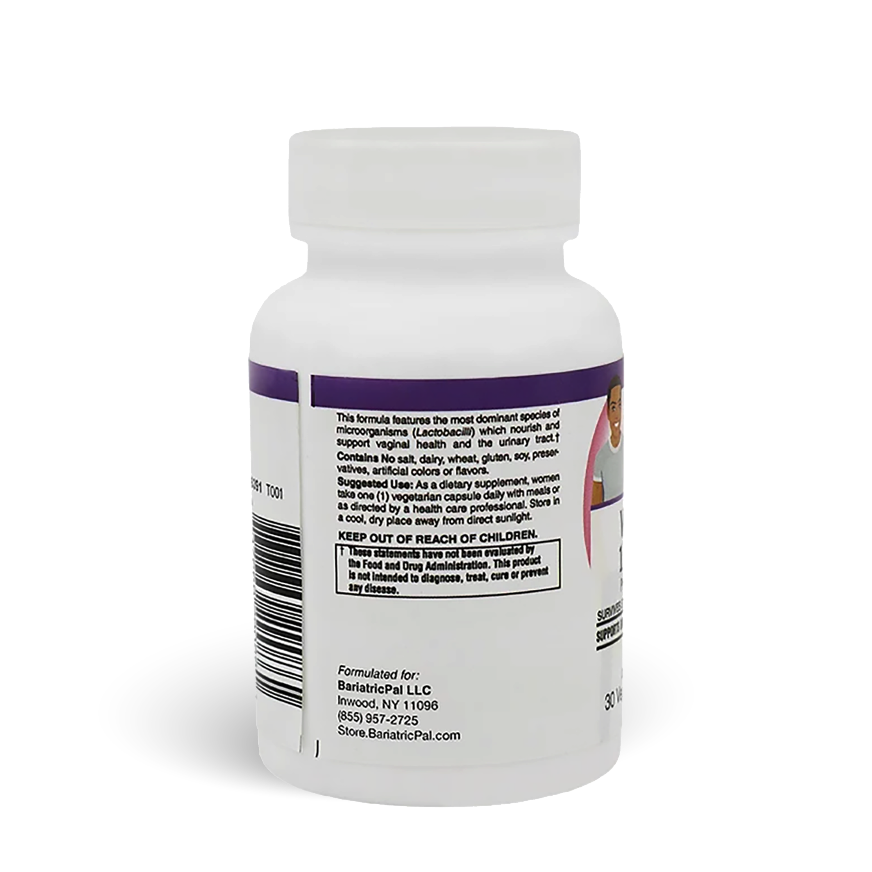Women’s Prebiotic & Probiotic 15 Billion CFU Vaginal, Urinary Tract & Digestive Health Capsules by BariatricPal - suggested use. 