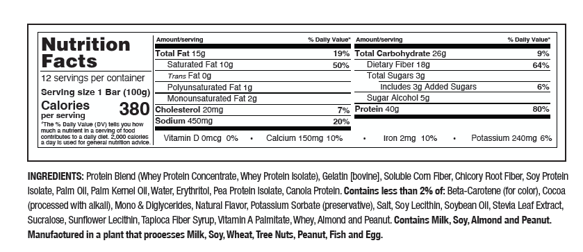 Convenient Nutrition XL40 Protein Bar