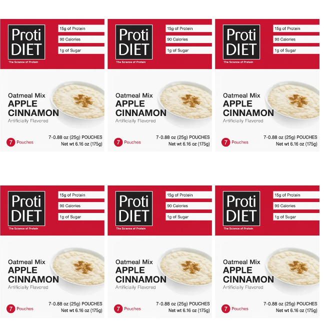 Proti Diet Protein Oatmeal Mix, Apple Cinnamon, 7 Pouches
