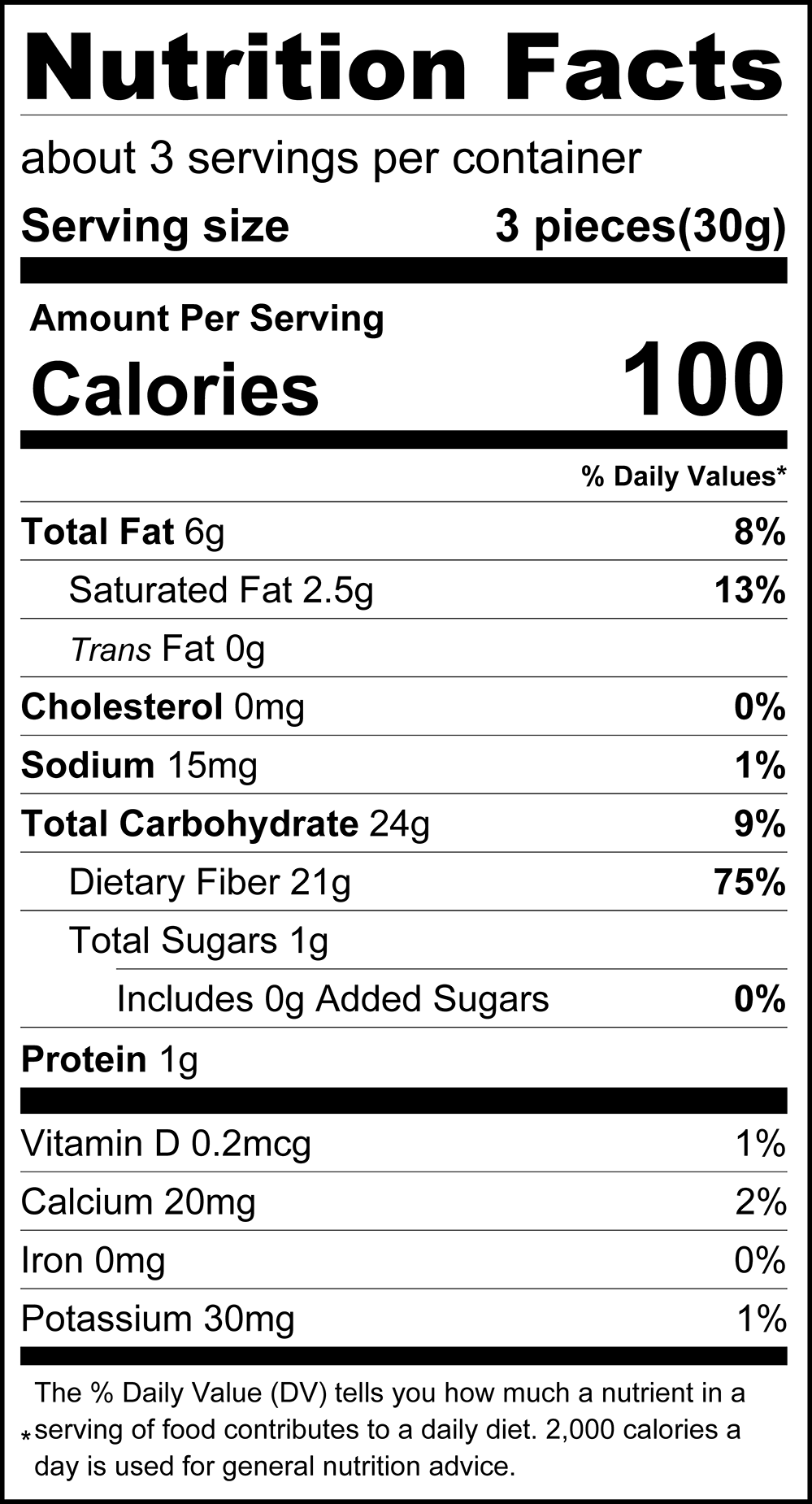 A nutrition facts label displays information about serving size, calories, and nutrient content, including fats, carbohydrates, and vitamins, for a product containing about three servings per container.