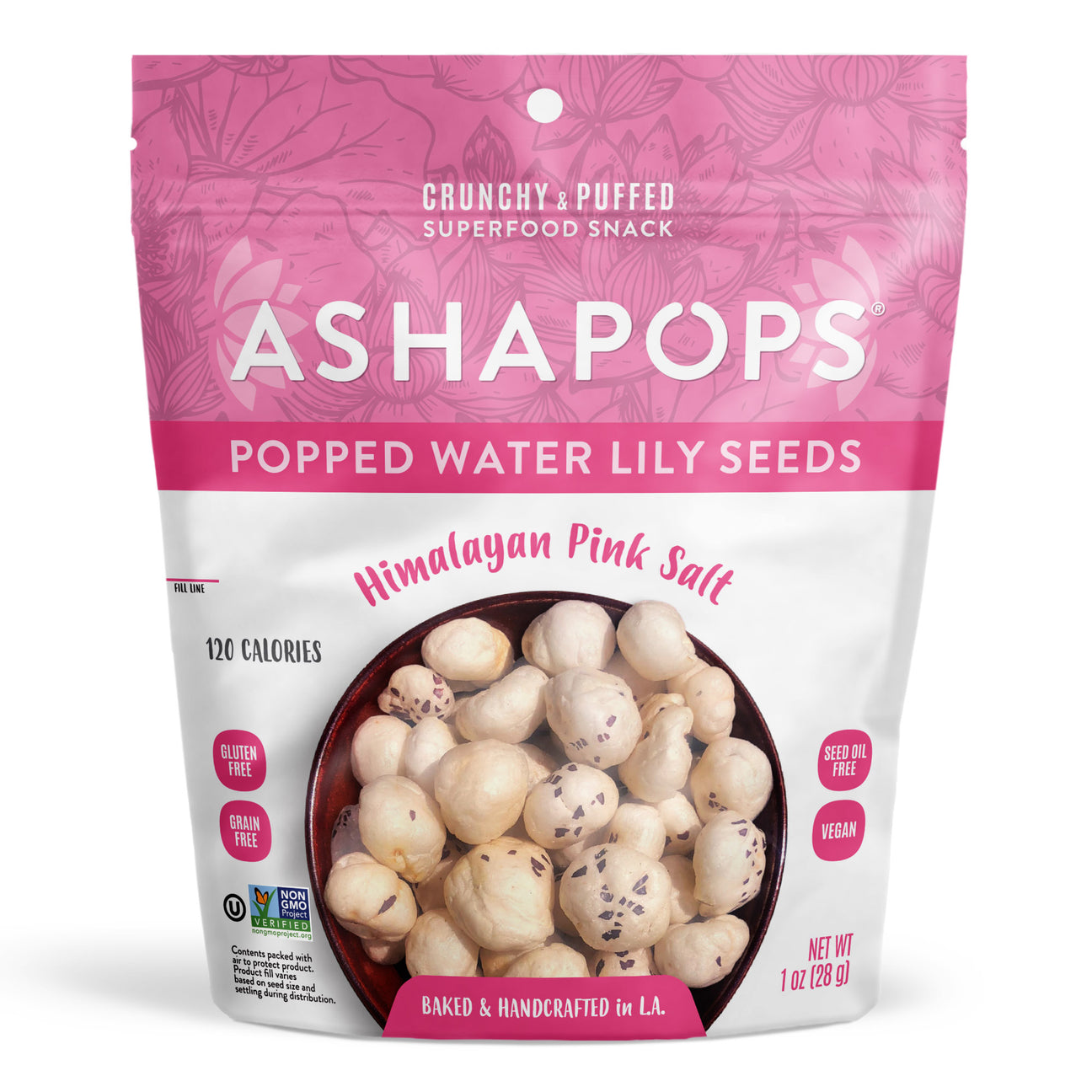 Popped Water Lily Seeds by AshaPops - Himalayan Pink Salt