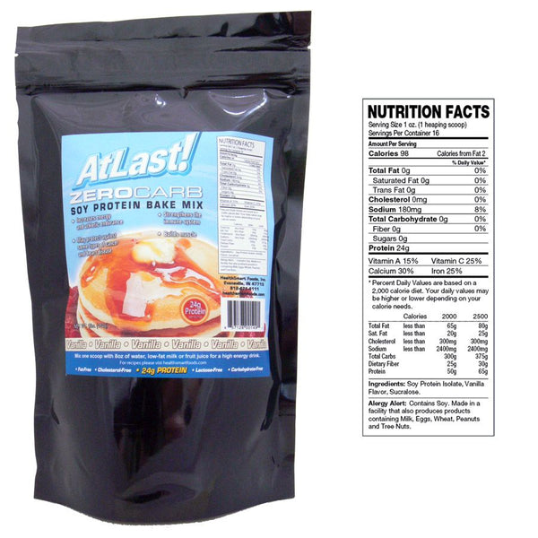 HealthSmart Sugar-Free AtLast! ZeroCarb Soy Protein Bake Mix - Vanilla