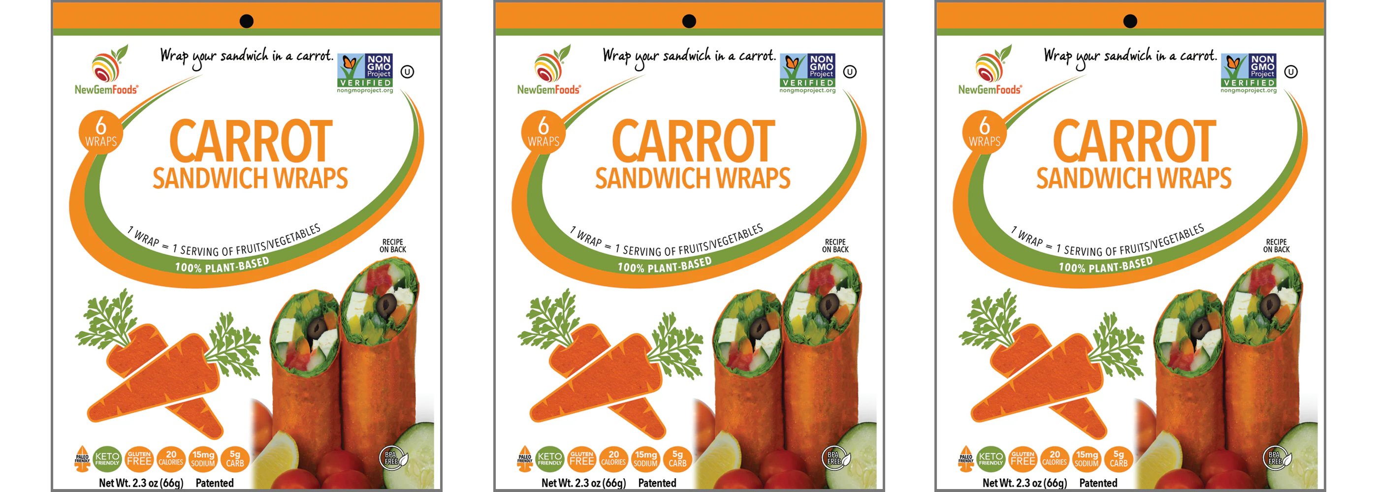 GemWraps Sandwich Wraps by NewGem Foods - Carrot