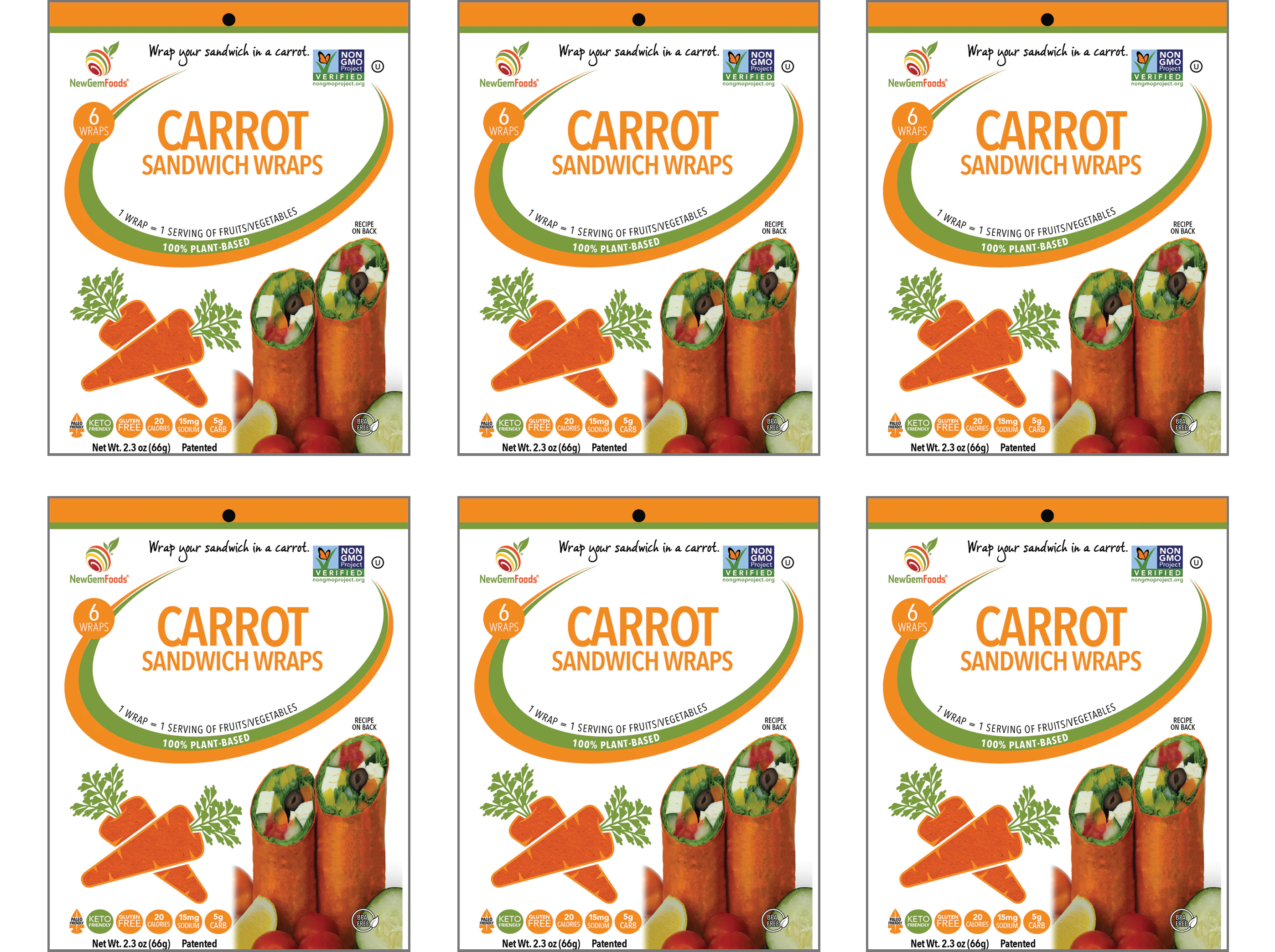GemWraps Sandwich Wraps by NewGem Foods - Carrot