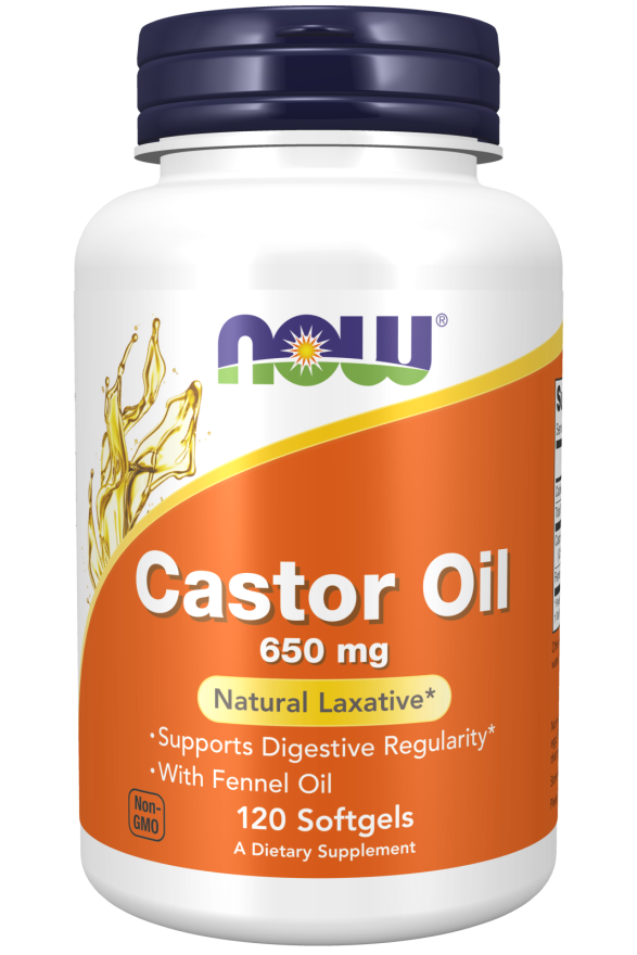 NOW Castor Oil 650mg 120 Softgels - High-quality Digestion by NOW at BariatricPal Store