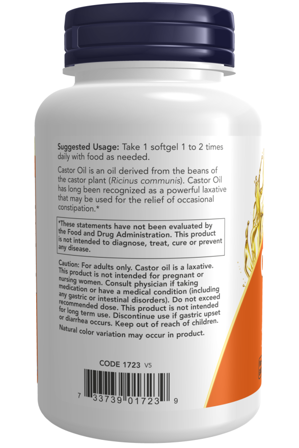 NOW Castor Oil 650mg 120 Softgels - High-quality Digestion by NOW at BariatricPal Store