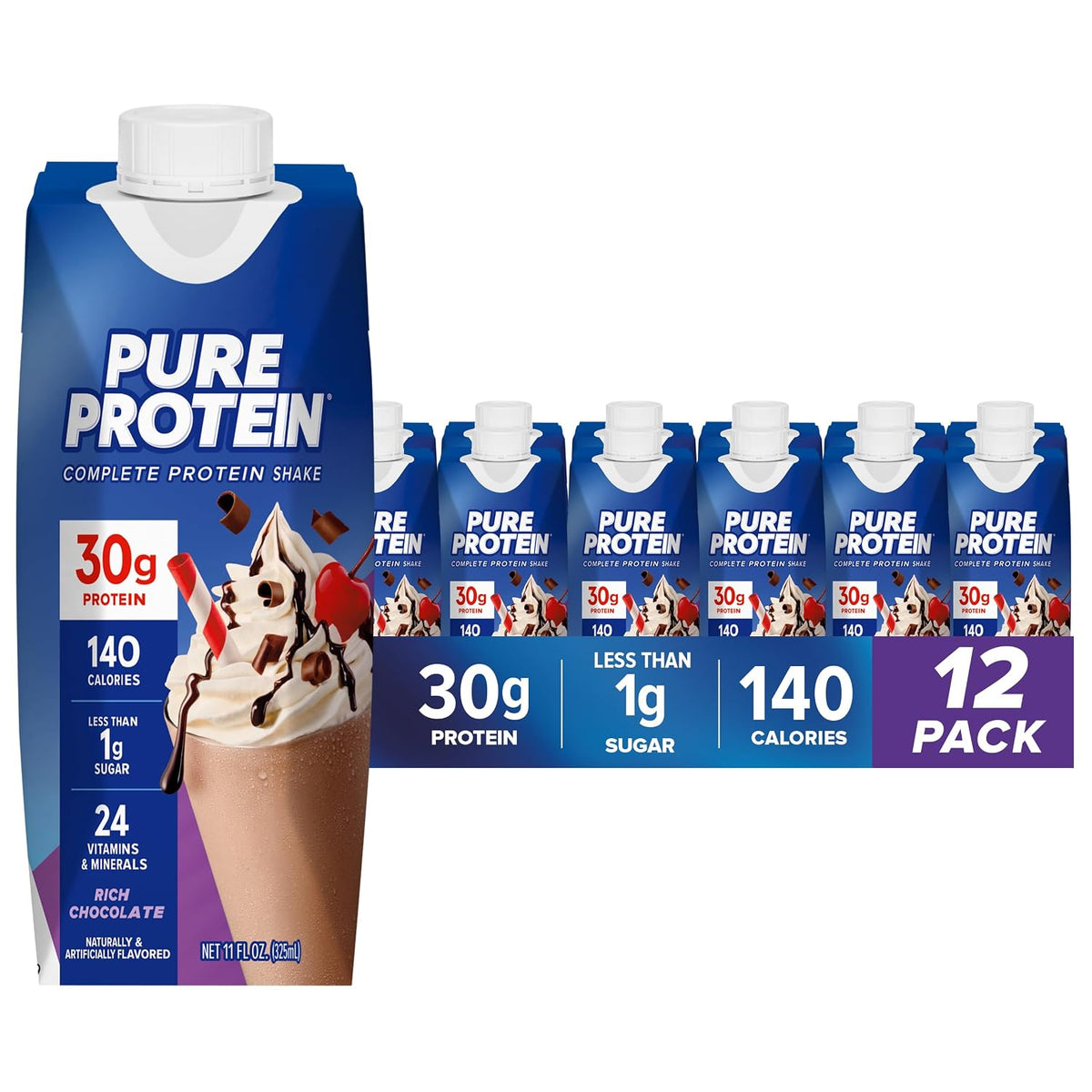 Pure Protein Complete Protein Shake, Rich Chocolate 11 fl oz. / 12 bottles