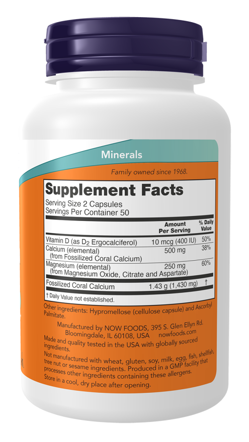 NOW Coral Calcium Plus w/ Magnesium & Vitamin D, 100 capsules