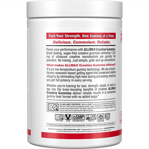 AllMax Nutrition Creatine Gummies- Sugar Free, Tropical Fruit Punch
