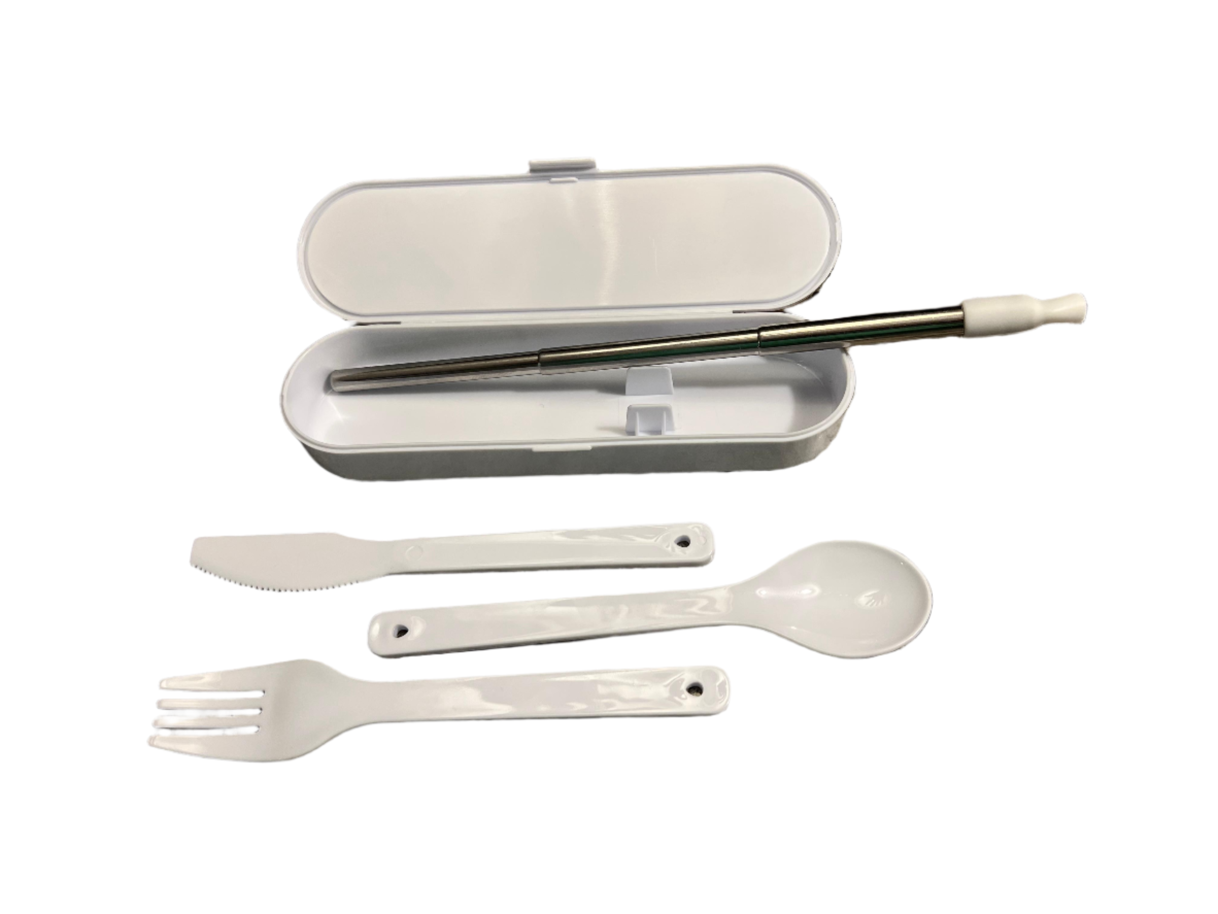 Reusable Cutlery Set and Expandable Steel Straw with Bamboo Case by Netrition