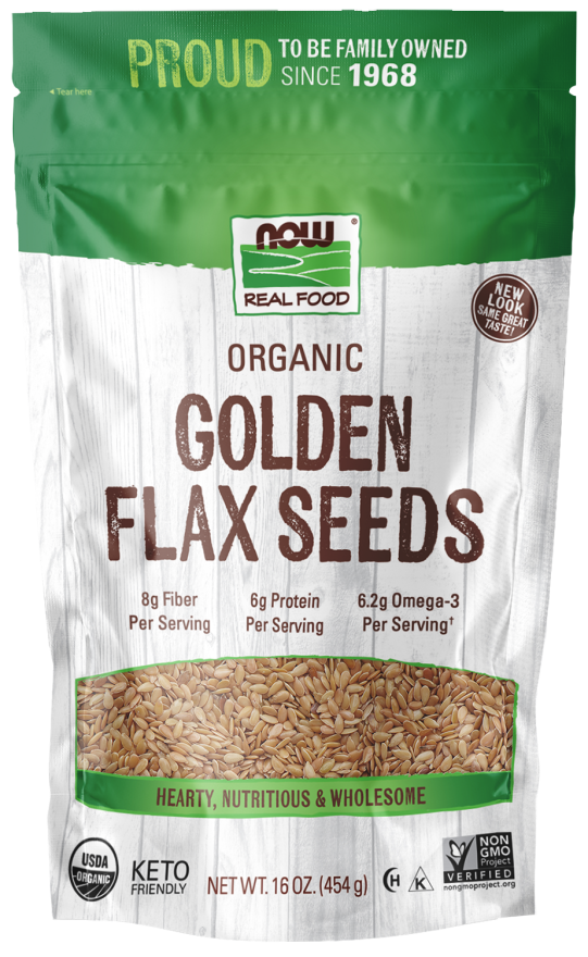 NOW Golden Flax Seeds, Organic, 16 oz.