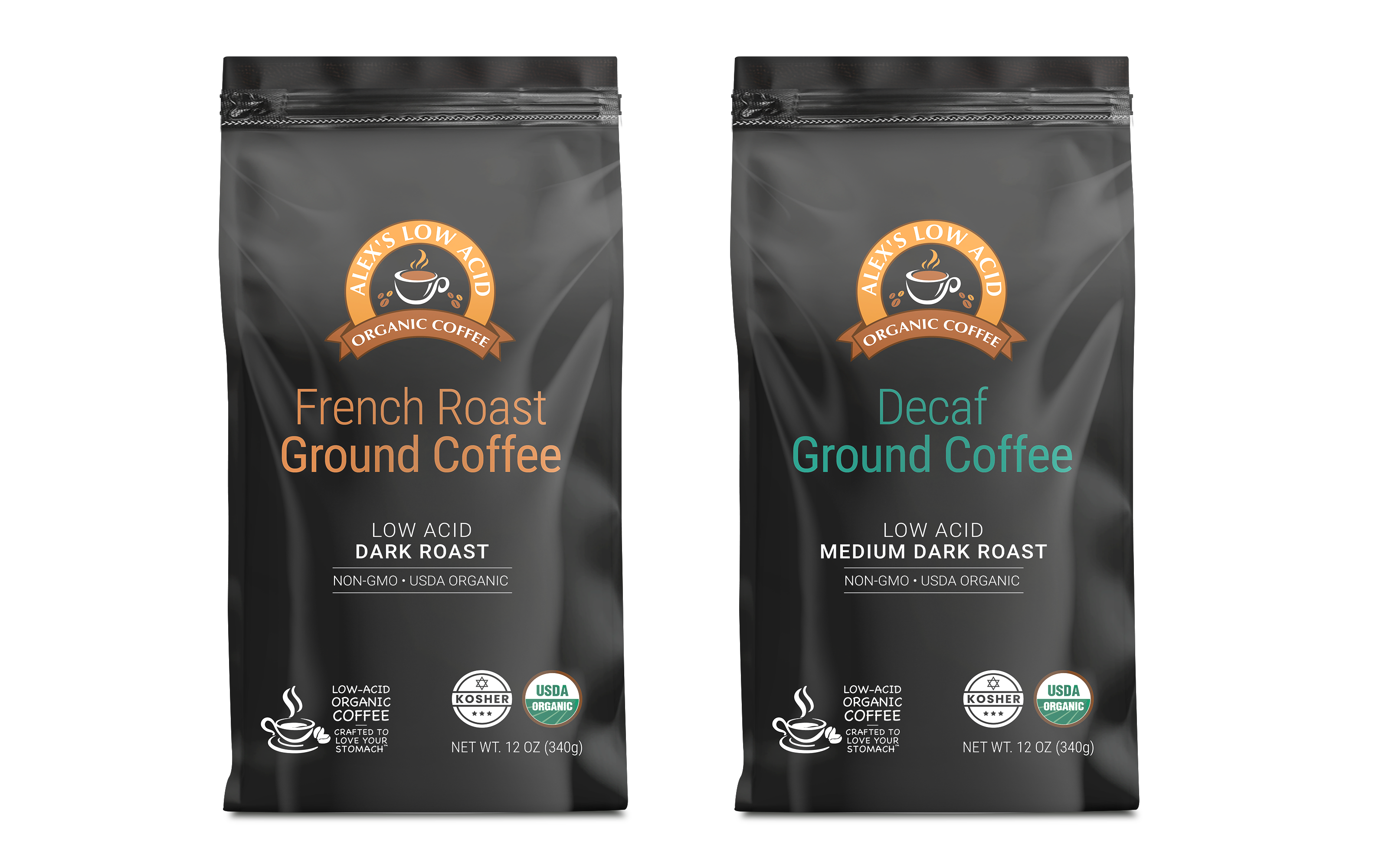 Alex's Low Acid Organic Coffee™ - Fresh Ground Variety Pack (12oz)