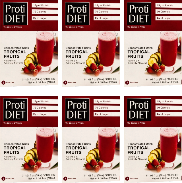 Proti Diet Concentrated Drink Mix, Tropical Fruits Flavor, 7 Pouches