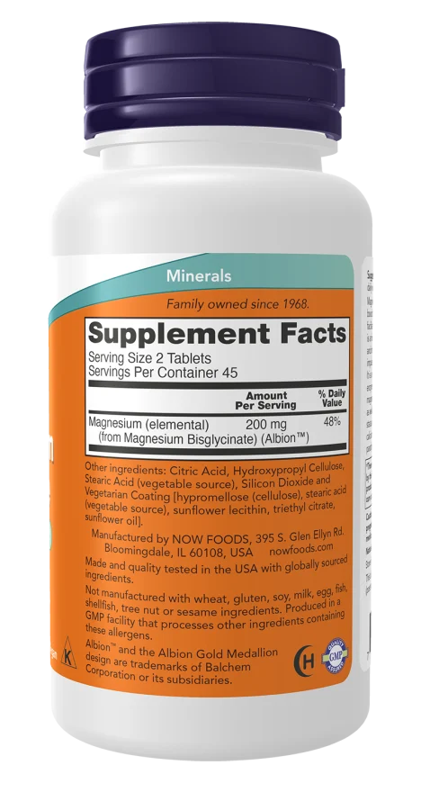 NOW Magnesium Glycinate Tablets, 90 Tablets