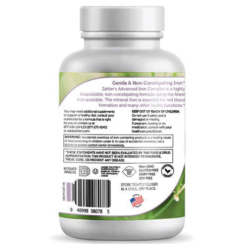 Advanced Iron Complex Capsules by Zahler - Gentle, Kosher and Non-Constipating