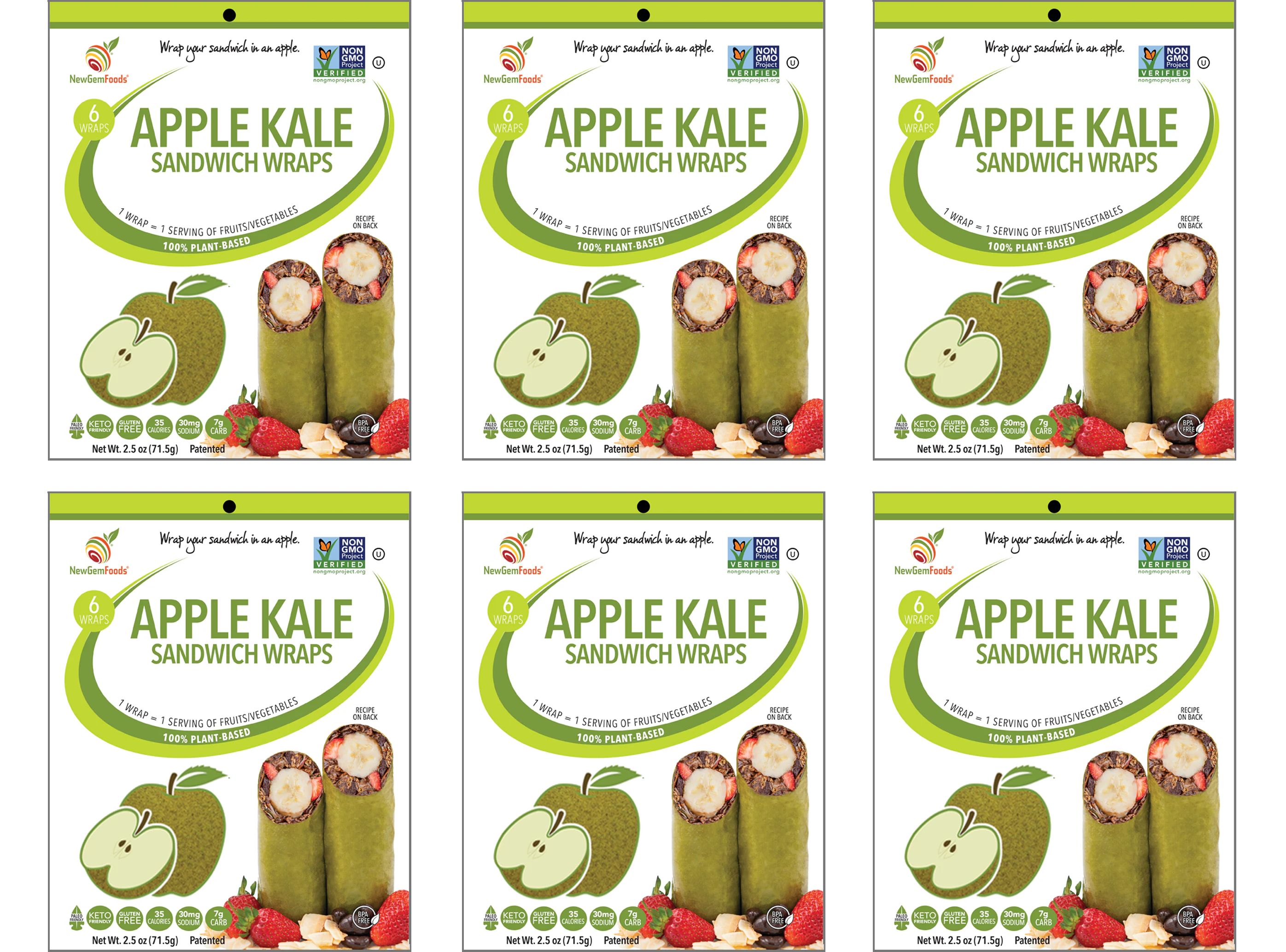 GemWraps Sandwich Wraps by NewGem Foods - Apple Kale