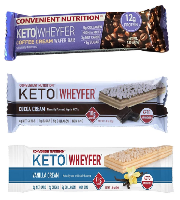 Convenient Nutrition Keto WheyFer Protein Bars - 3-Flavor Variety Pack