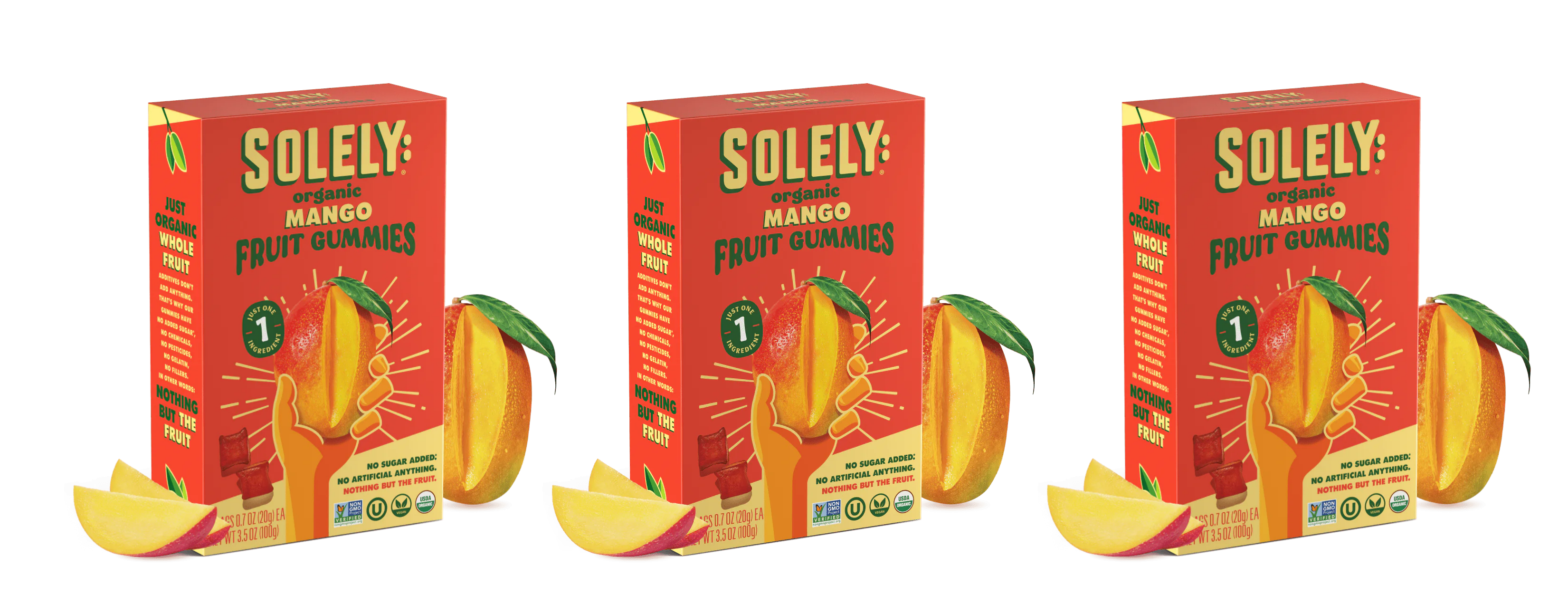 Solely Organic Mango Whole Fruit Gummies, 3.5 oz
