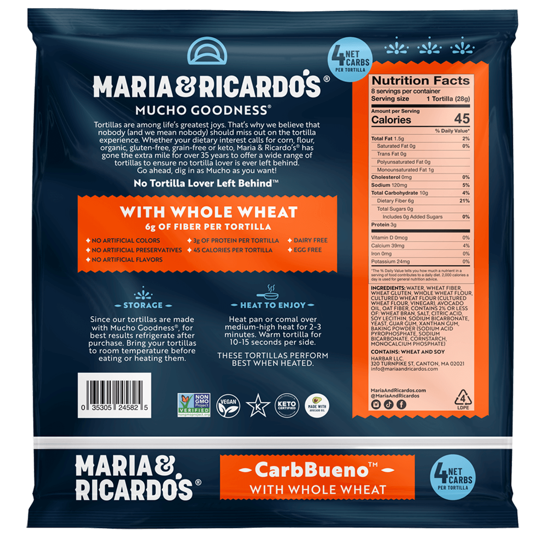 Maria and Ricardo's CarbBueno™ with Whole Wheat Tortillas