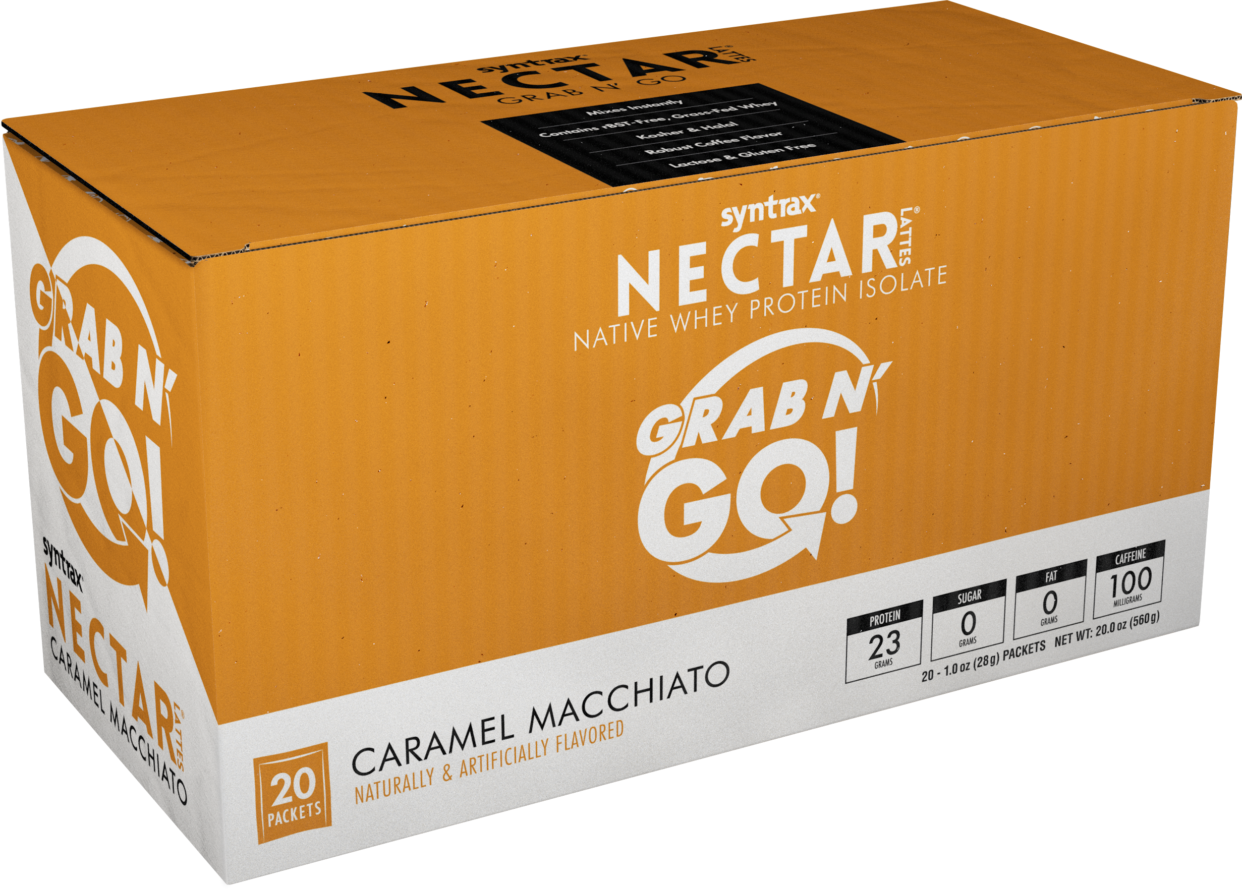 Syntrax Nectar Protein Powder Grab N' Go Box - Caramel Macchiato (12 Servings)